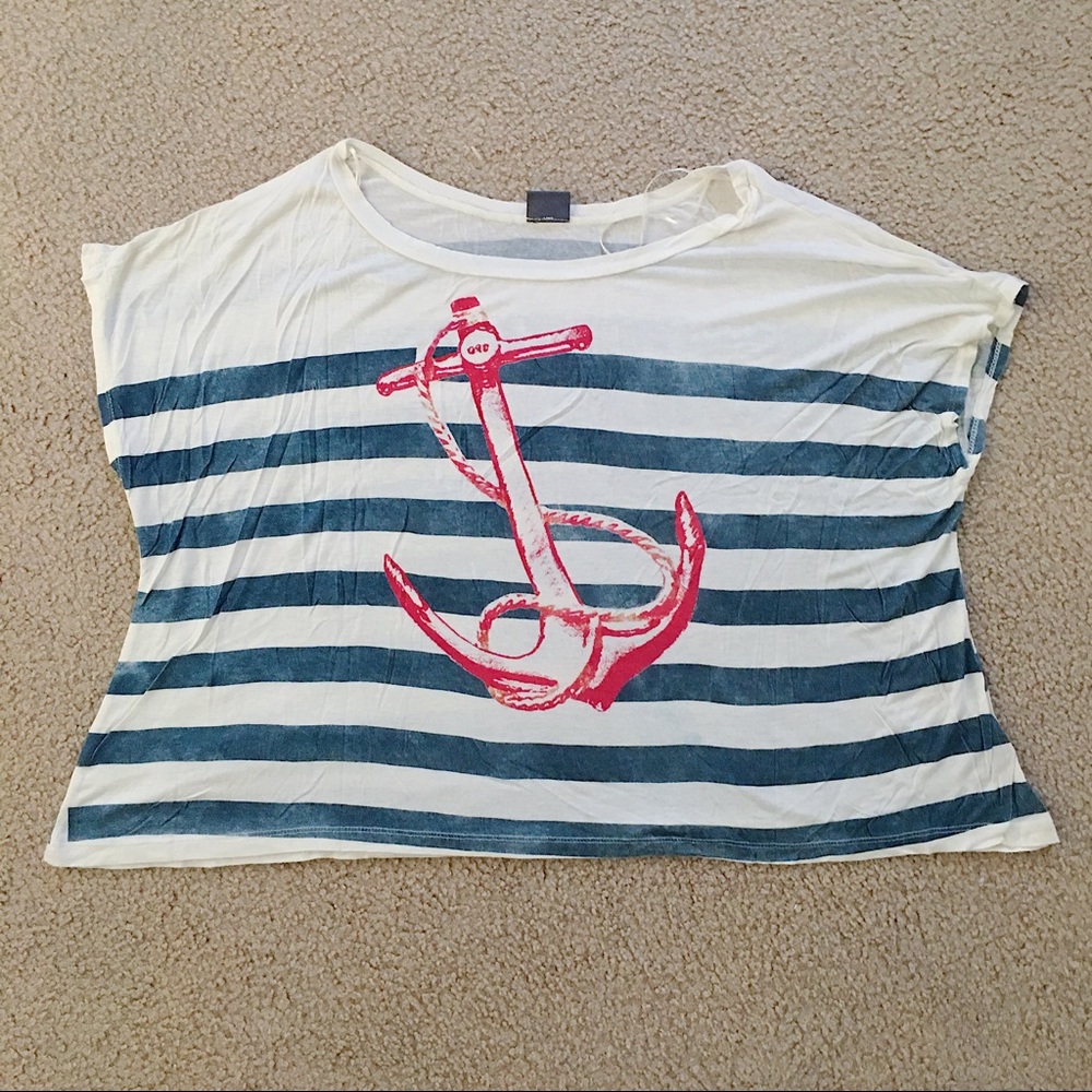 sparkle and fade stripe anchor draped flowy top